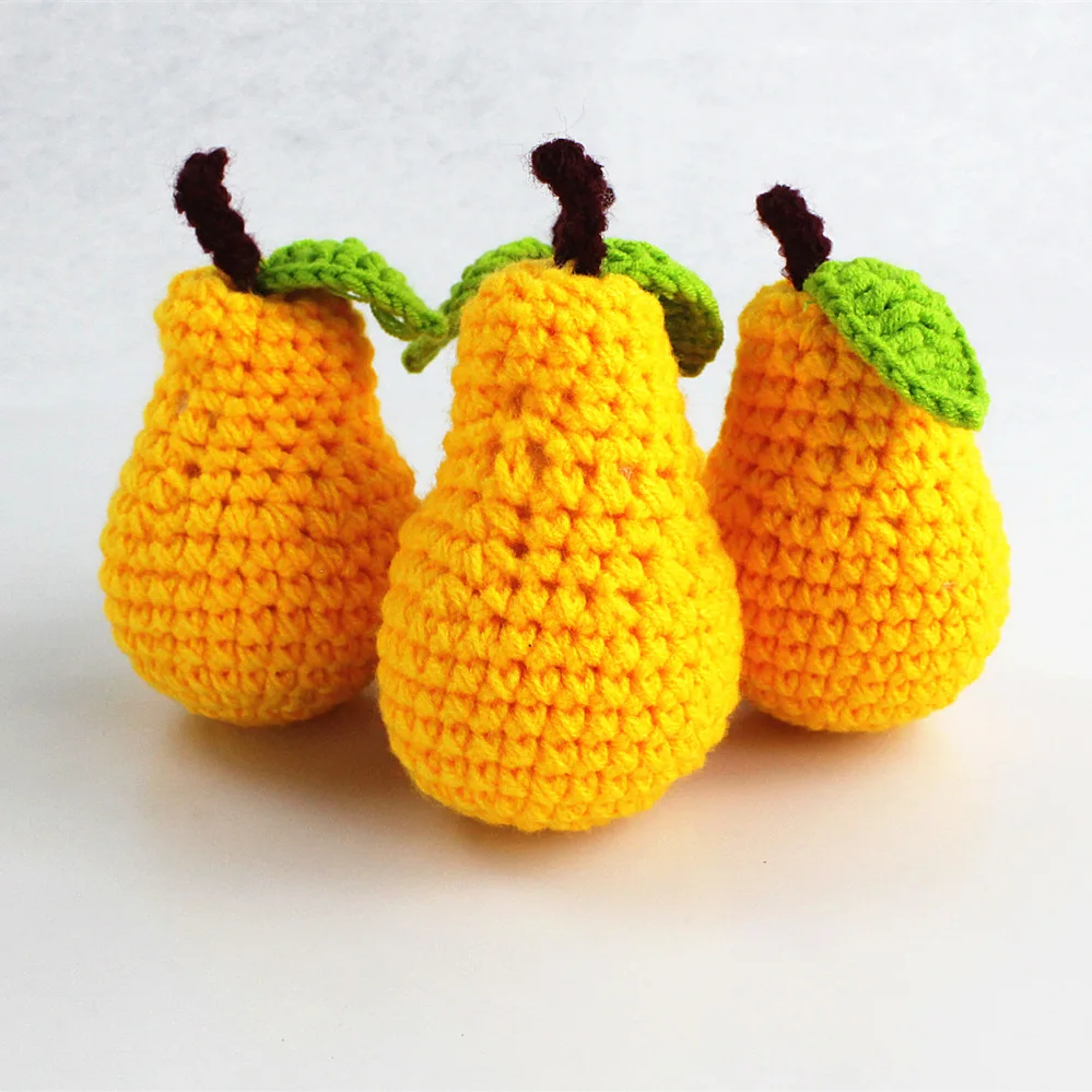 Cute Crochet Carrots Apple Baby Doll Toy Hand Knitted Fruits And