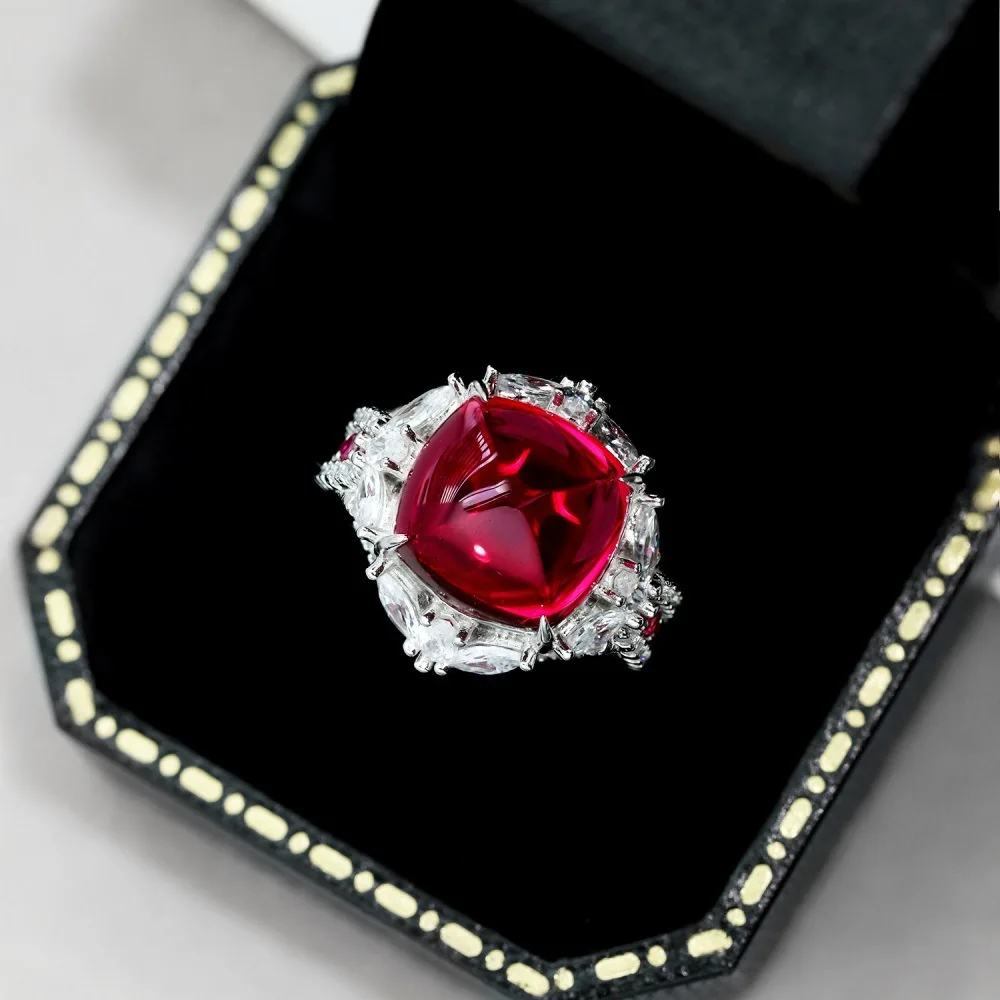 Women's S925 Sterling Silver Ring New Fine Gem Water Drop Geometric Bow Pagoda with Lab Diamond Gemstone Rings