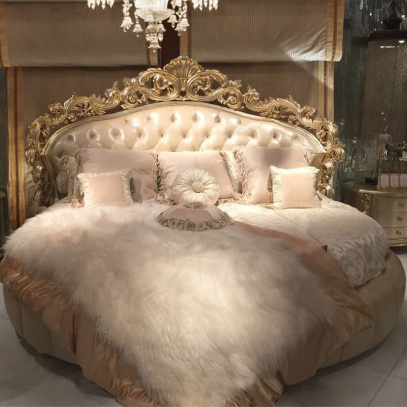 Royal Luxury Carved Round Bed New Classic Bedroom Furniture For Home