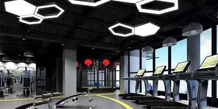 product billiard hall atmosphere light hexagonal logo pattern decorative pendant light gym internet cafe barber shop supermarket light-2