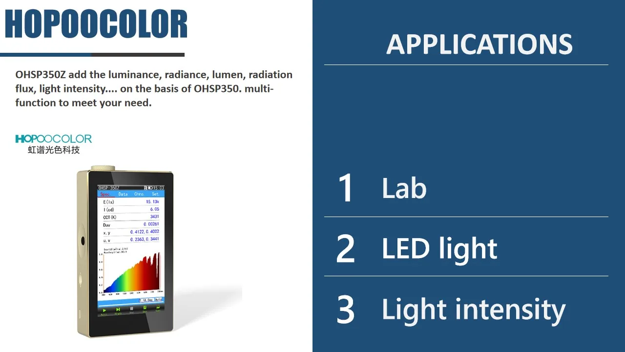 Ohsp350z 380780nm Portable Spectrometer For Lux Luminance Lumen Light