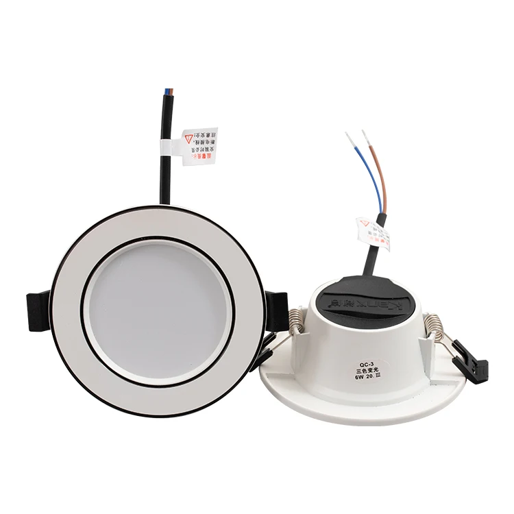 New design 6W 3-color Fixed track type embedded down light with SMD LED and tact switch