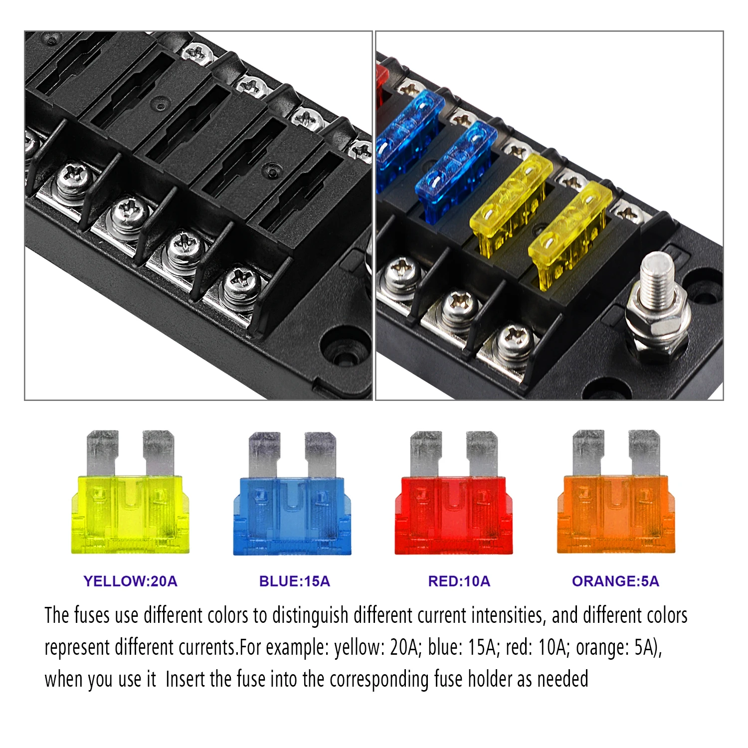 Taidacent 6 Way Blade Fuse Box Met Cover 5/10/15/20a Automotive