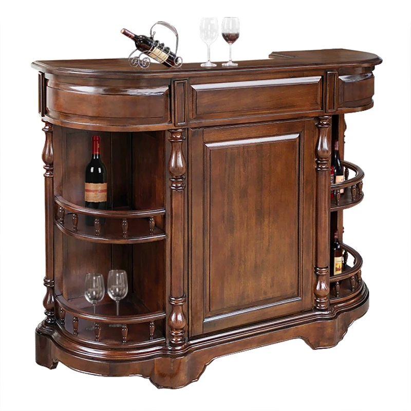 Classic Carved Bar Counter Wooden Super Bar Table Desk For Home And Bar