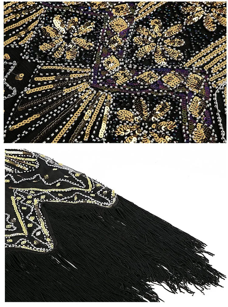 XXXL Size 1920S Vintage Sequin Charleston Dress Great Gatsby Sexy Women Evening Party Shining Bling Tassel Dress