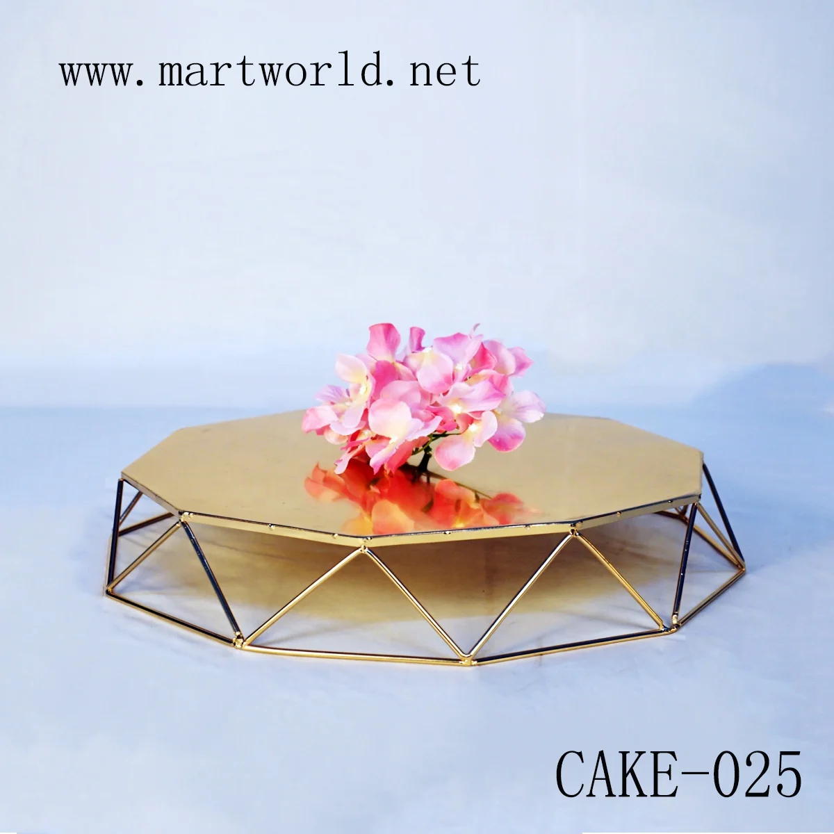 Hot Polygon 1 Tier Metal Wire Cake Stand Mirror Gold Cake Stand Table