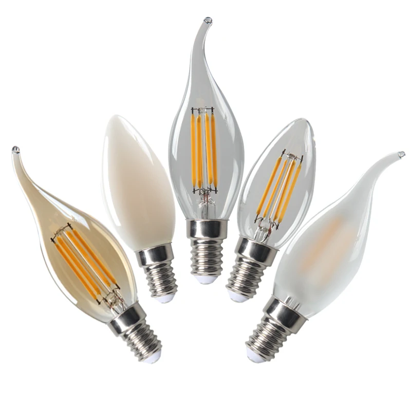 C35  led filament bulb dimmable C35 E14 E12 E10 2w 4w  candle LED filament lamp 2200K 2700K 3000K 3500K