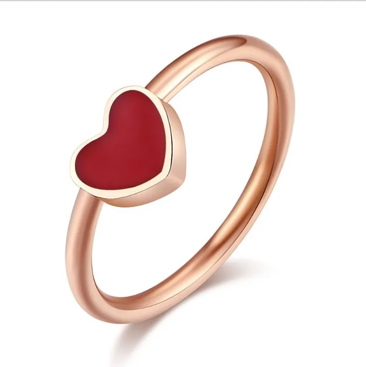 New Fashion Rose Gold Plated High Quality Green Love Heart Resizable Enamel Engagement Ring Jewelry