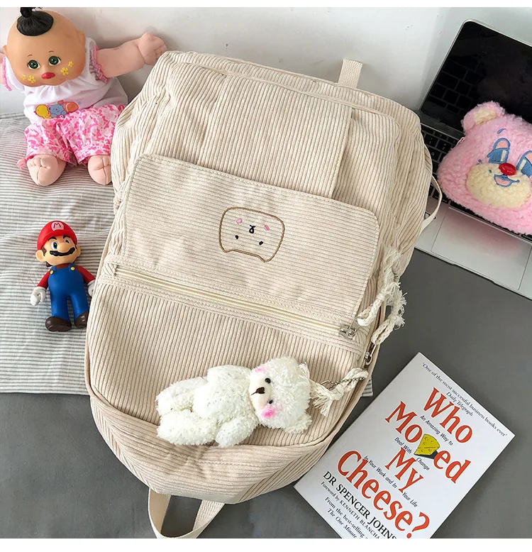 2020 College Style Cute Corduroy Backpacks,School Bags Trendy Backpack for Girls