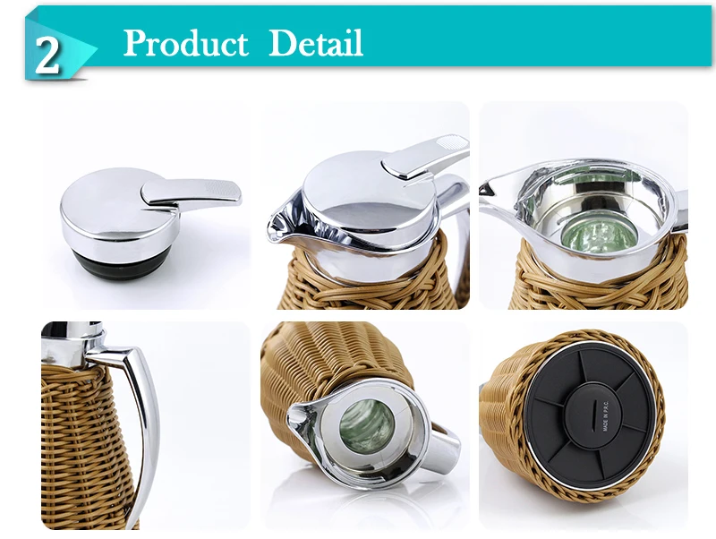 Handmade Rattan Arabic Coffee Thermos Pot With Glass Liner Vacuum