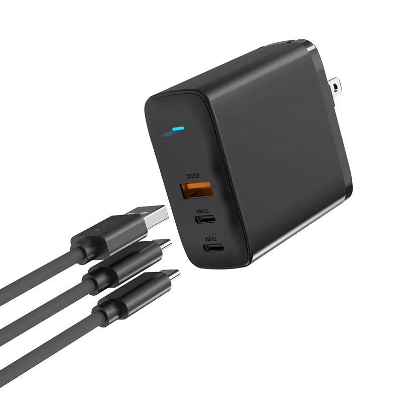 gan技术 65w快速pd充电器多端口gan 65w充电器快速充电适配器的笔记本