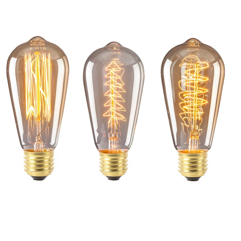 Edison Incandescent Bulbs Lighting ST64 A60 A19 T45 C35 carbon filament