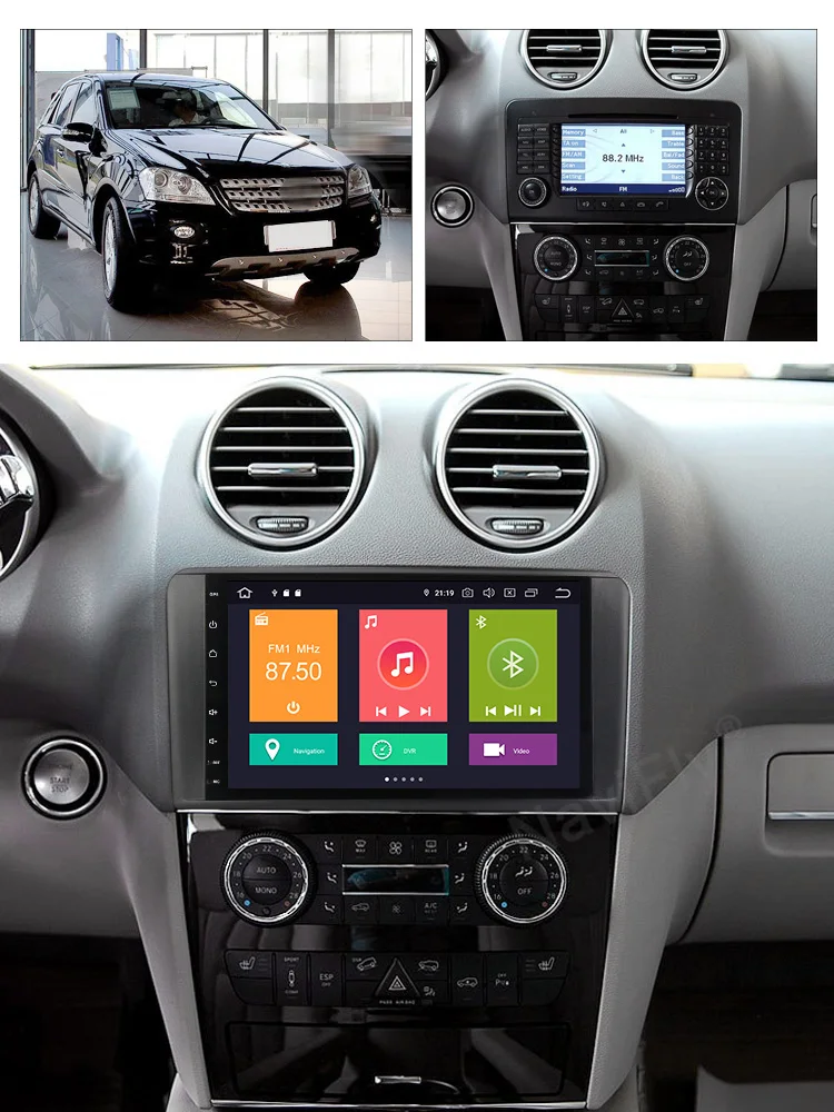 Car stereo Bluetooth 9 pulgadas de la radio de coche de medición Instrumentos for MERCEDE BENZ ML W164 2006-2010 Instalación de paneles Juego de acabados marco estéreo Panel de GPS jugador Bisel Fasci