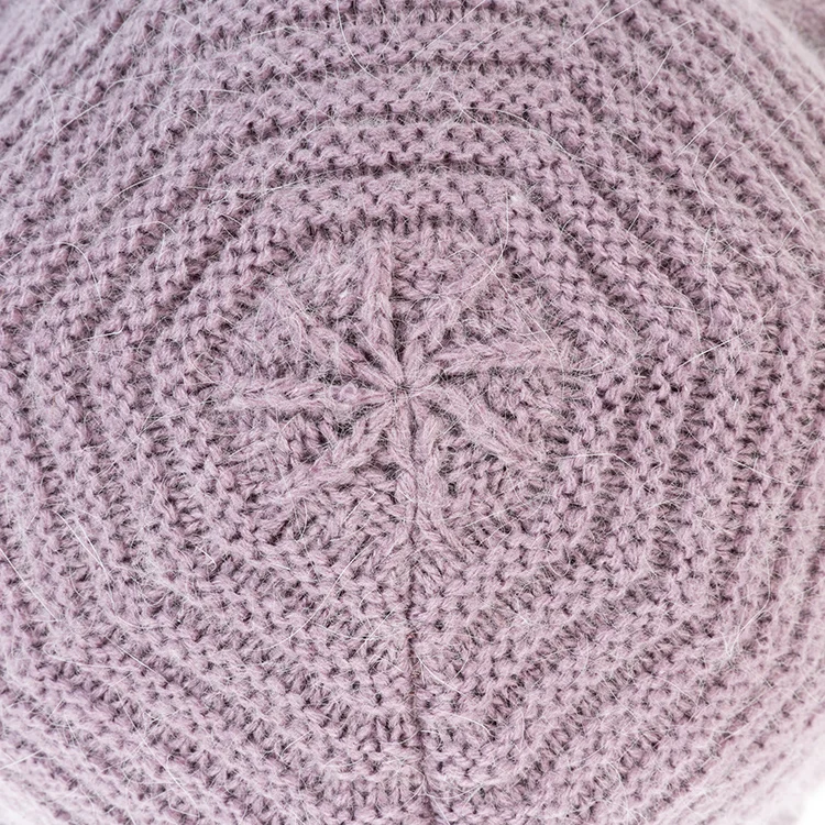 China Wholesale Ladies Elasticity Twist Design Wire Cap Beanie Warm Winter Flower Small Pompom Knitted Hat