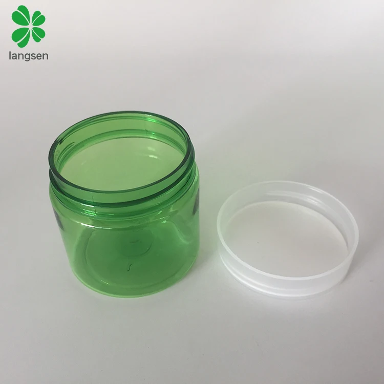 Empty 50ml PET plastic green color cosmetic pot jar container