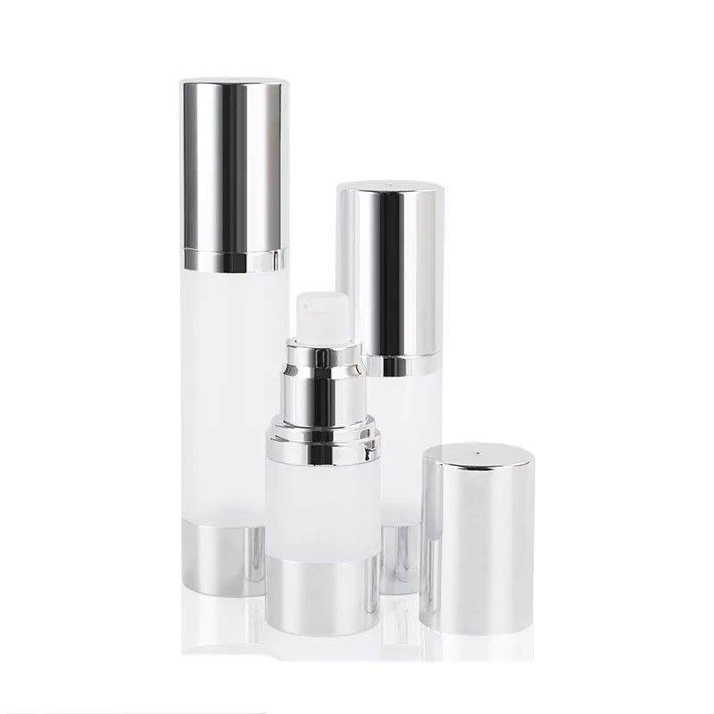 Plastic Silver Plating 15ml 30ml 50ml Airless Cosmetic Bottles