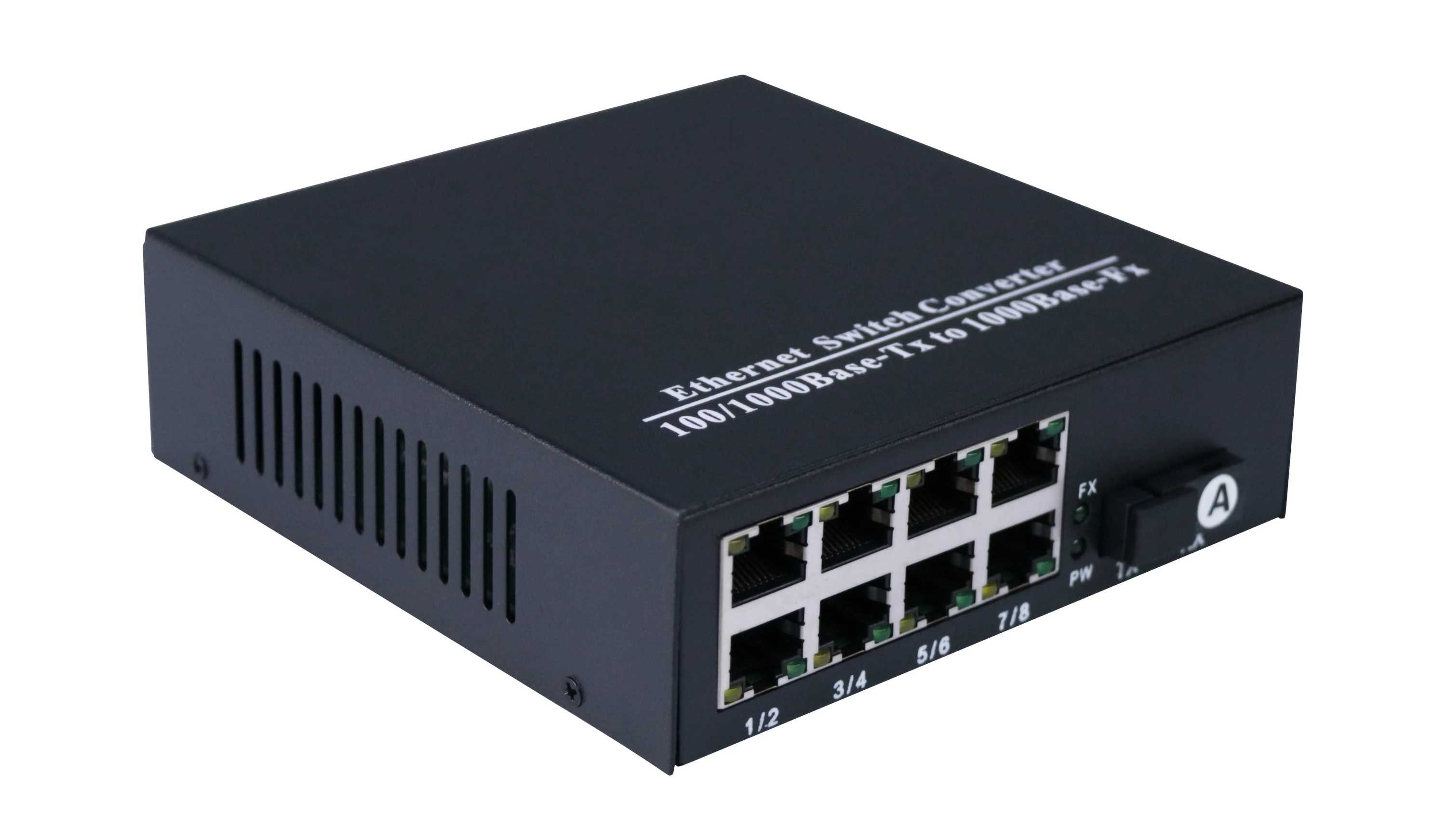 ຜະລິດຕະພັນຮ້ອນ 8 * 10/100M RJ45 ພອດແລະ 1 * 1000M gigabit fiber Port Media Converter