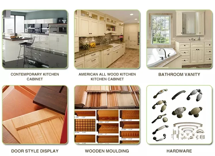 High end gold color new Modern Styles solid wood display kitchen cabinets for sale