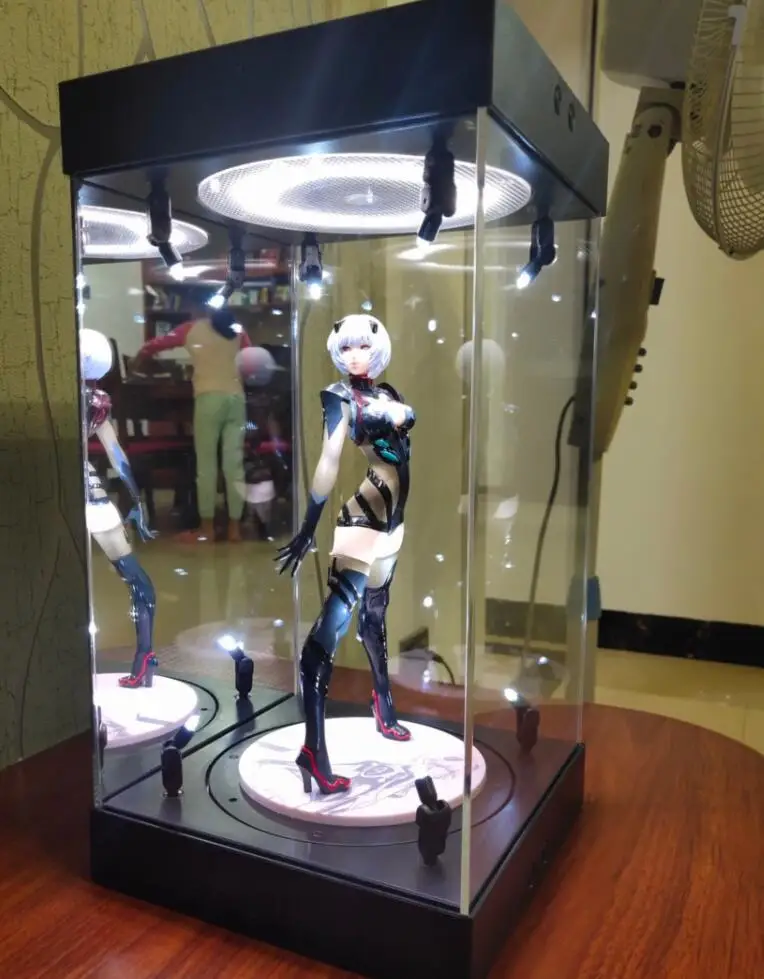 Revolving Led Spotlight Acrylic Figure Display Case,Clear Led Toy