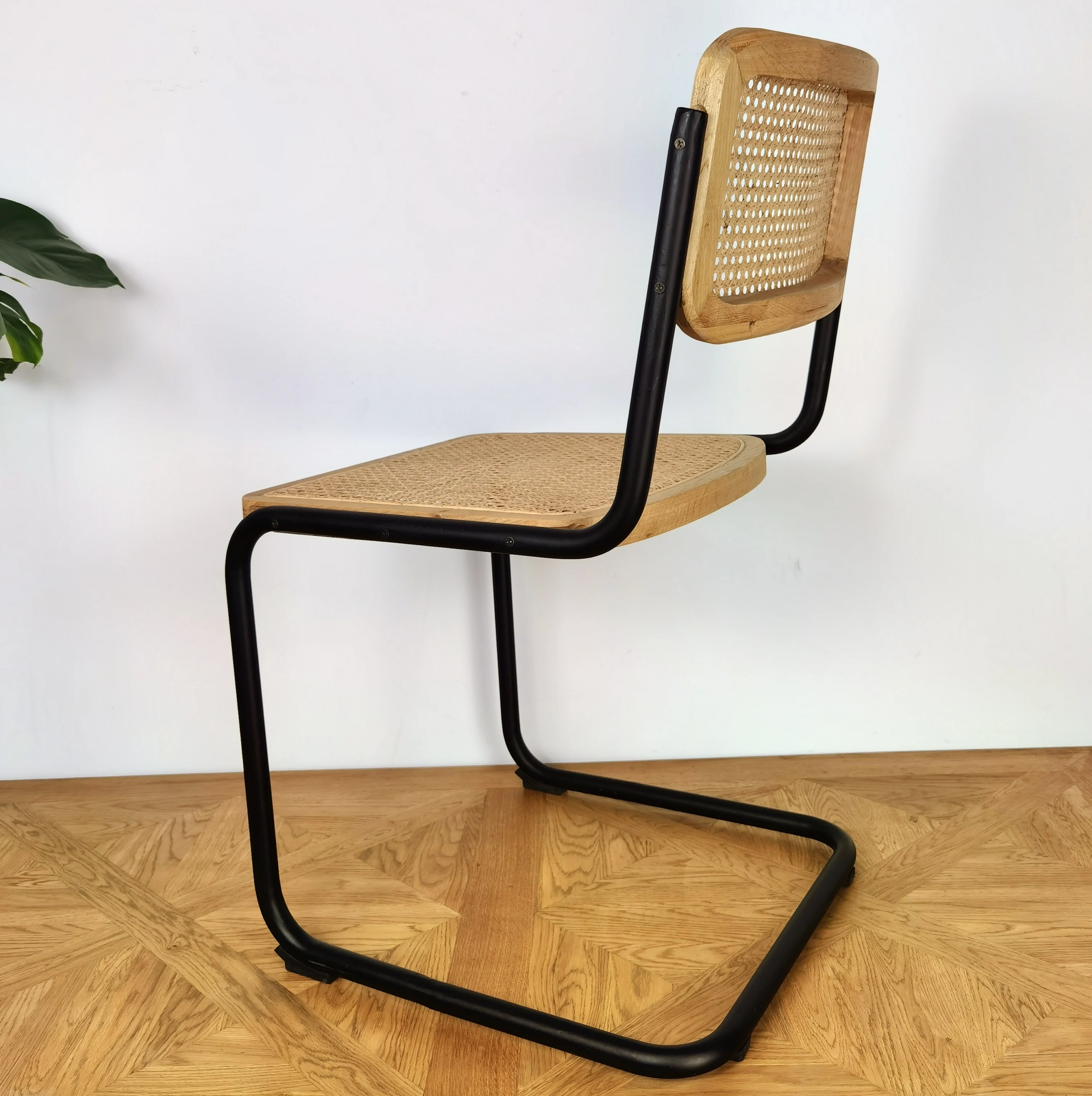 Silla De Comedor Con Respaldo De Caña,Sin Brazos,De Hierro,De Ratán