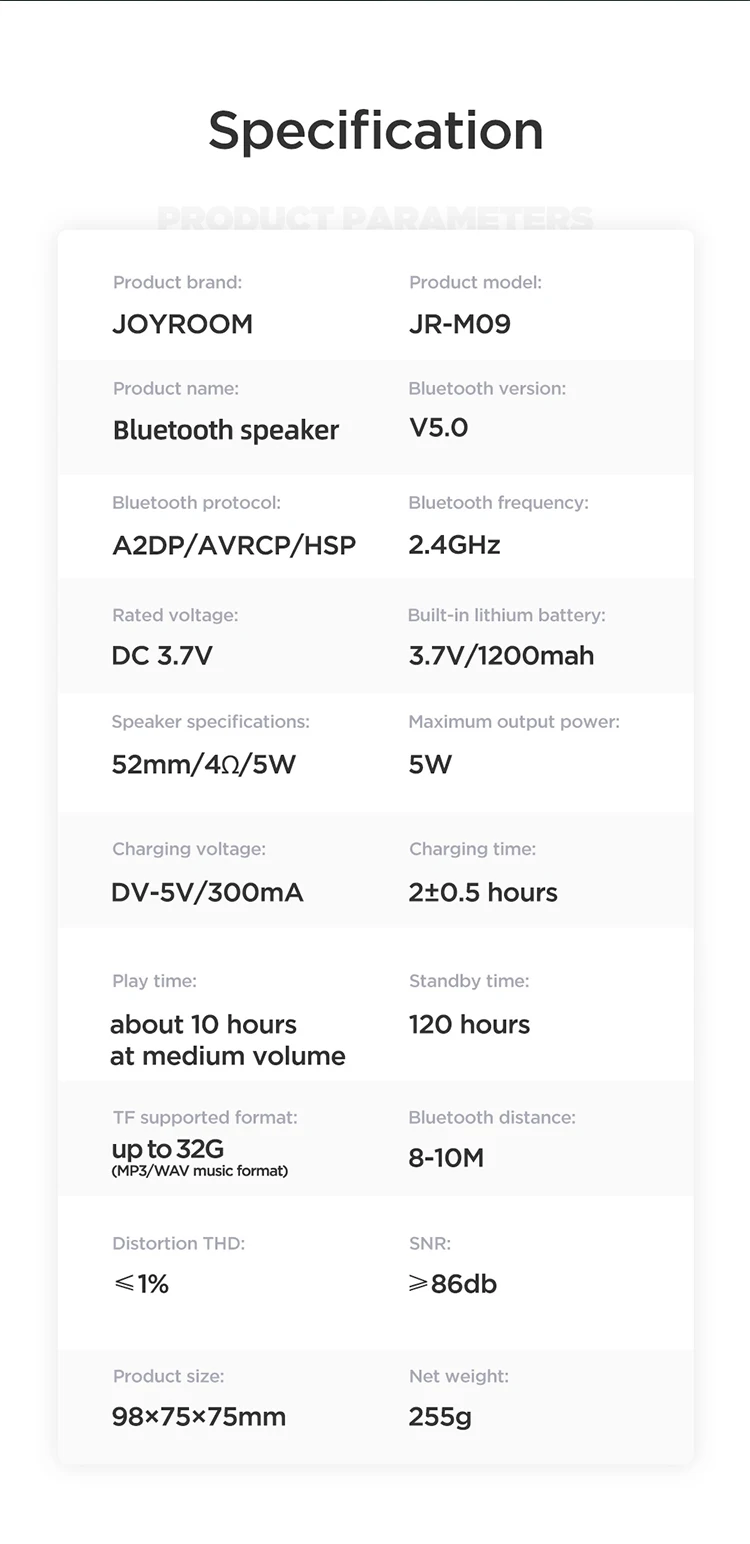 Joyroom Portable Wireless Bluetooth Speaker Mini Sound With Mirco phone TF Function - ANKUX.COM