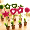 Cute creative office stationery personality simulation plant ball point pen lovely green bonsai plastic pen