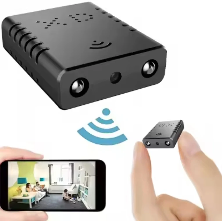 1080p mini spy camera disguised as a digital alarm clock with LED display and wide-angle lens