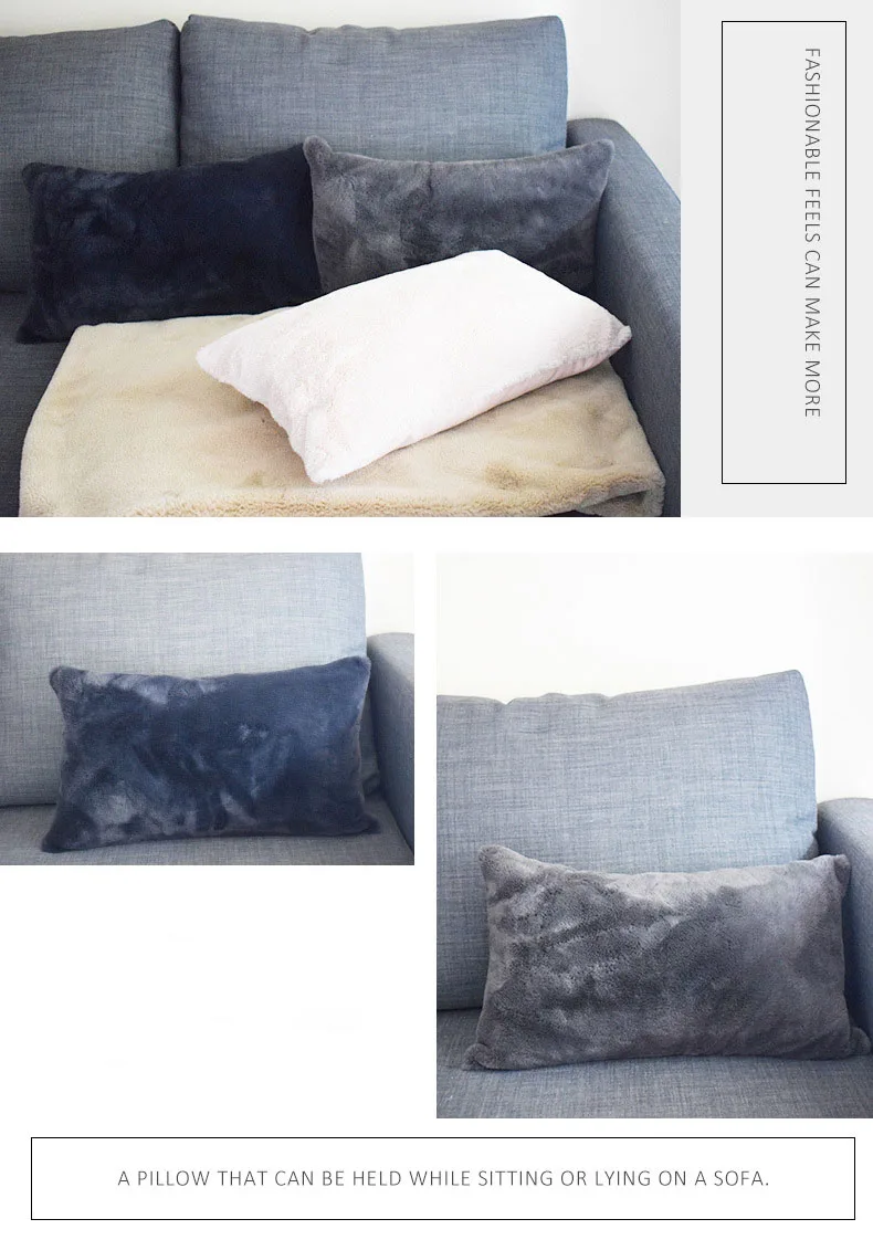 2020 Popular Decorative Cushion Design Pure Color Like Rabbit Hair Bed Pillows