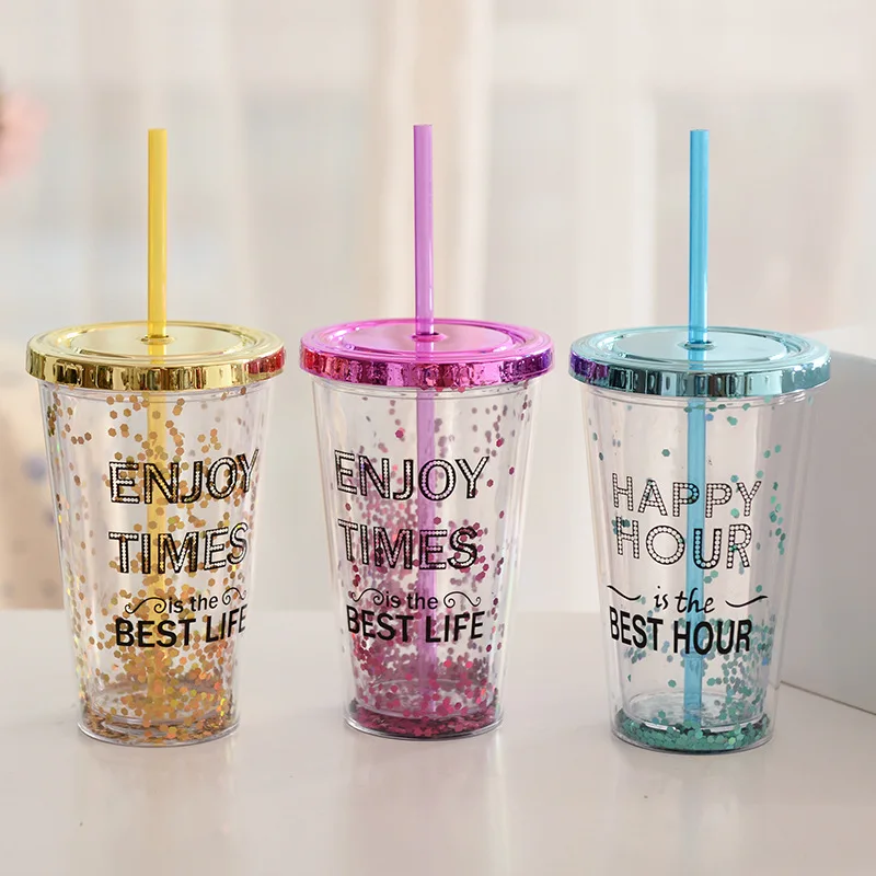 Buy Wholesale China Plastic Double Wall Tumbler Promotional Christmas  Double-layer Creative Glitter Cup With Straw Lids & Plastic Double Wall  Tumbler at USD 2.62