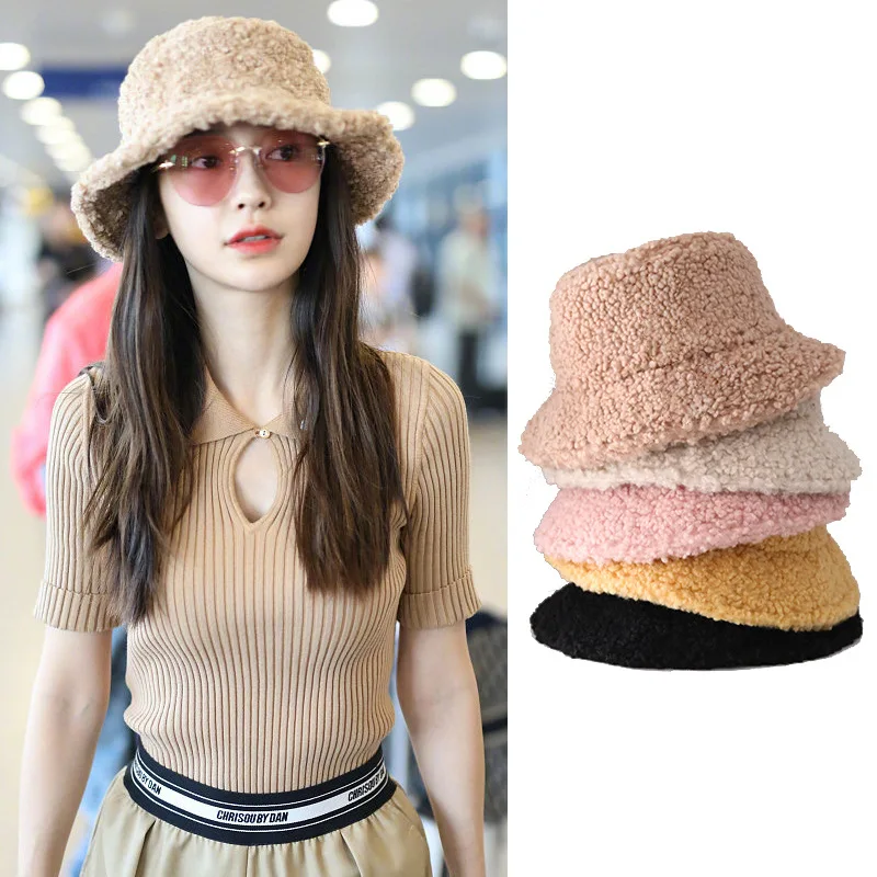 Wholesale Custom Faux Fur Bucket Hat High Quality Women Fashion Outdoor Plain Cap