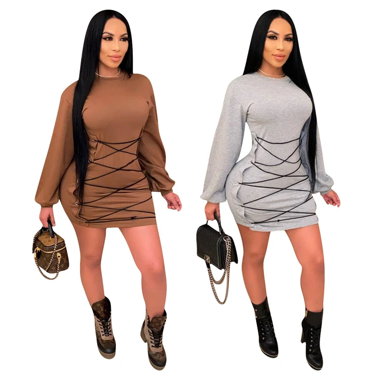 New Arrival Tops Fashionable Womens Winter Clothing 2021 Long Sleeves Dresses Women Elegant Stylish Sexy Dress