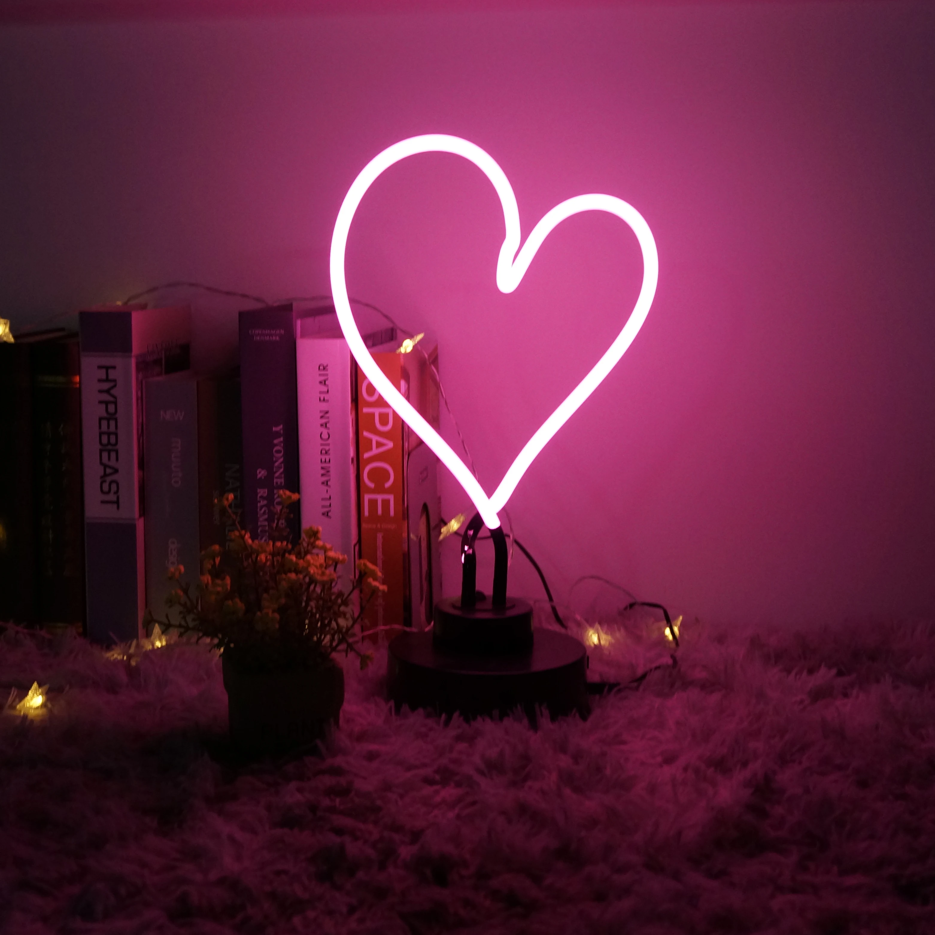 Wholesale pink heart table neon light neon sculpture