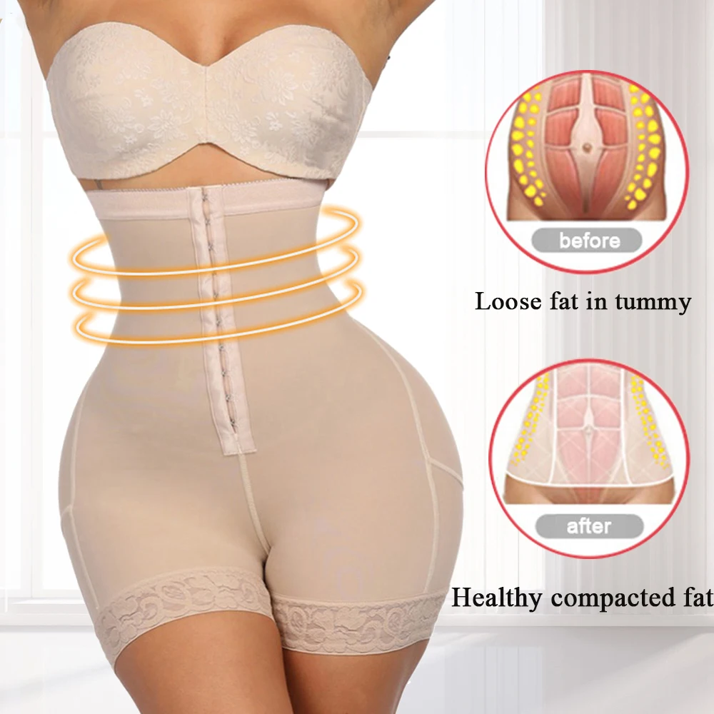 HEXIN Breasted Lace Butt Lifter High Waist Trainer Body Shapewear Women Slimming Plus Size Underwear With Tummy Control Panty