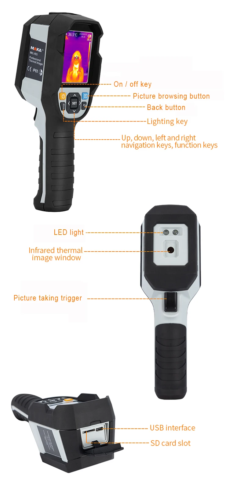 Makar03b Handheld Industry Instrument Infrared Thermal Imager Camera