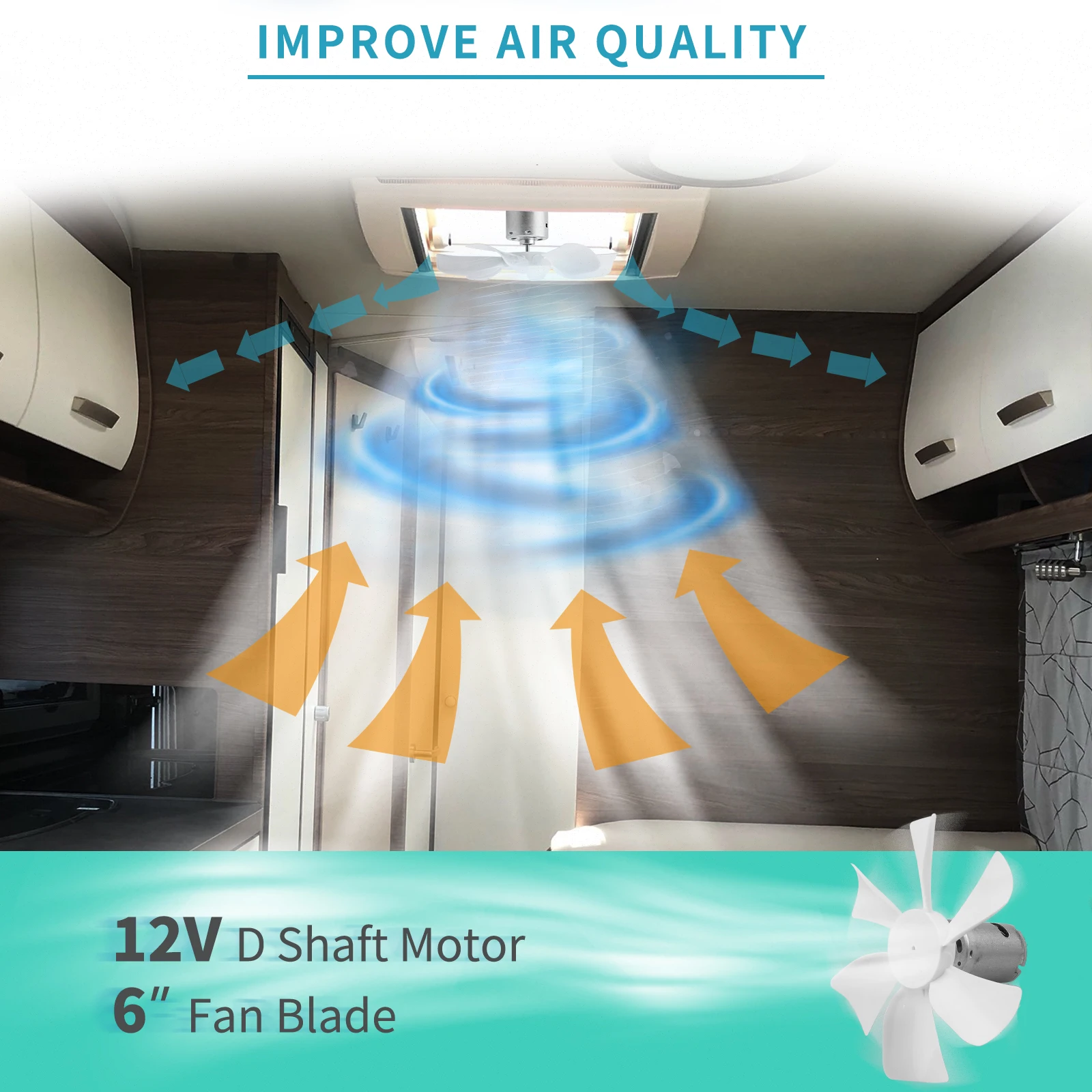6 Inch Replacement White Rv Vent Fan Blade For Rv With 12v Dshaft Rv