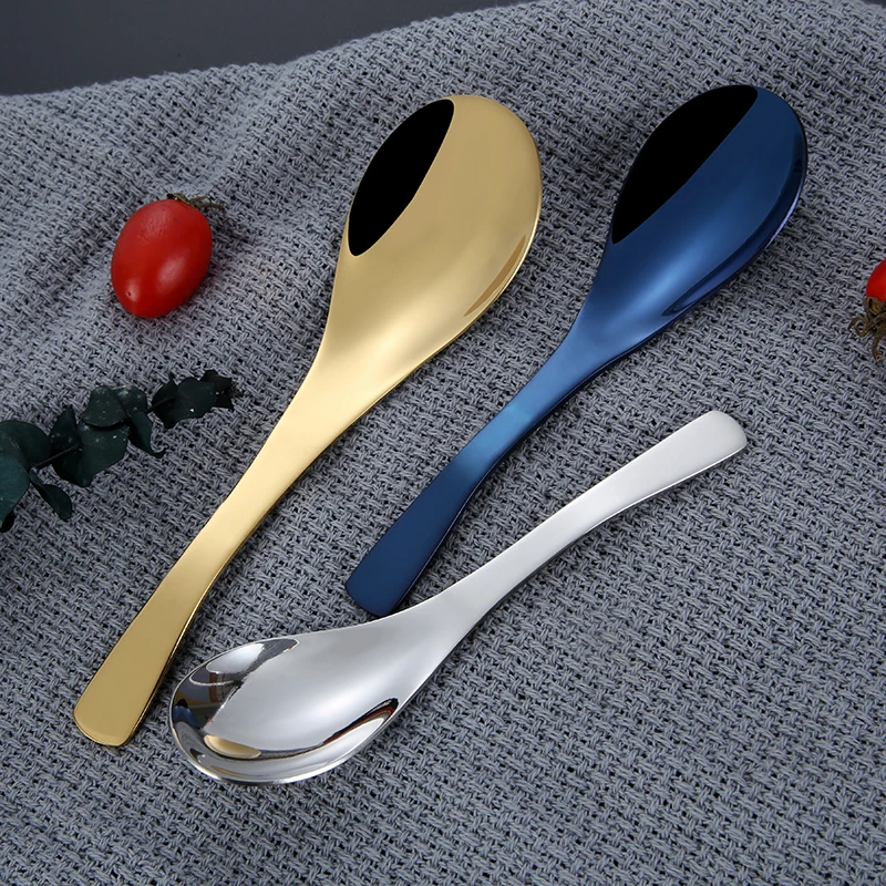 Table Serving Golden Big Soup Spoon Restaurant Stainless Steel Spoons