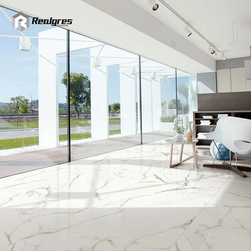 600x1200 Non Slip Glazed Polished White Marble Look Large Ultra Thin ...