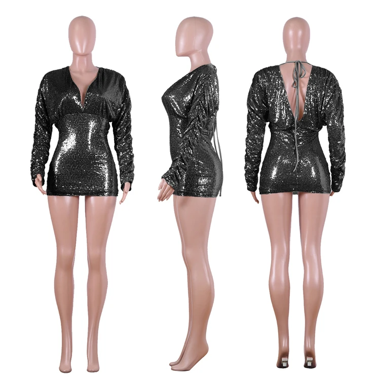 10AF295 أفضل بائع النادي الليلي حزب ارتداء الترتر السيدات ملابس النساء الساخن بيع مثير Bodycon اللباس