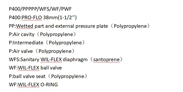 P400/PPPPP/WFS/WF/PWF pneumatic double diaphragm pump supplier