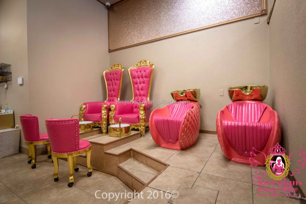 Nail Salon Furniture Luxury Foot Spa Pedicure Chairs Pink And Gold