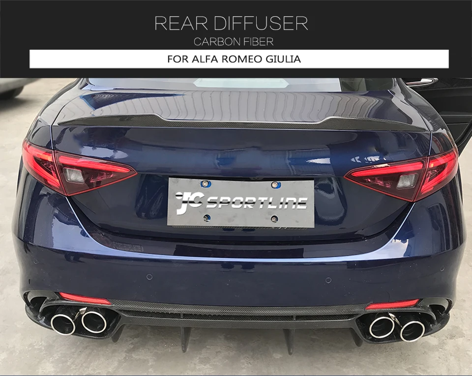 Real Carbon Fiber Rear Bumper Diffuser with Exhaust Tips for Alfa Romeo ...
