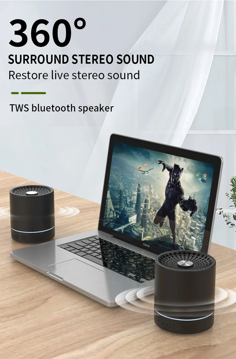 2020 trending product promotion gadgets cylindrical portable mini TWS bluetooth speaker with one pair come in 2 pcs - ANKUX.COM