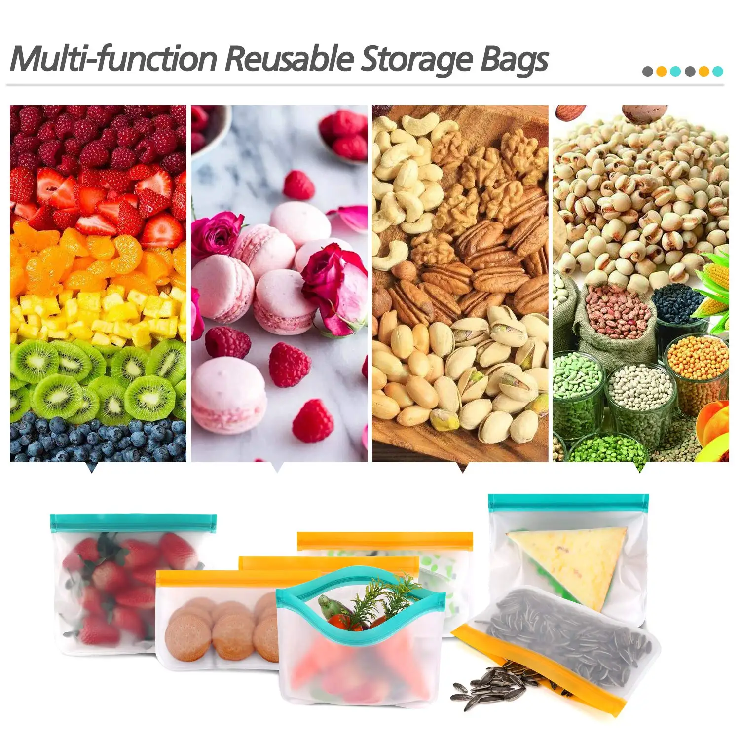 Peva Food Bags Leakproof Reusable Zip Lock Sandwich Bags Eco