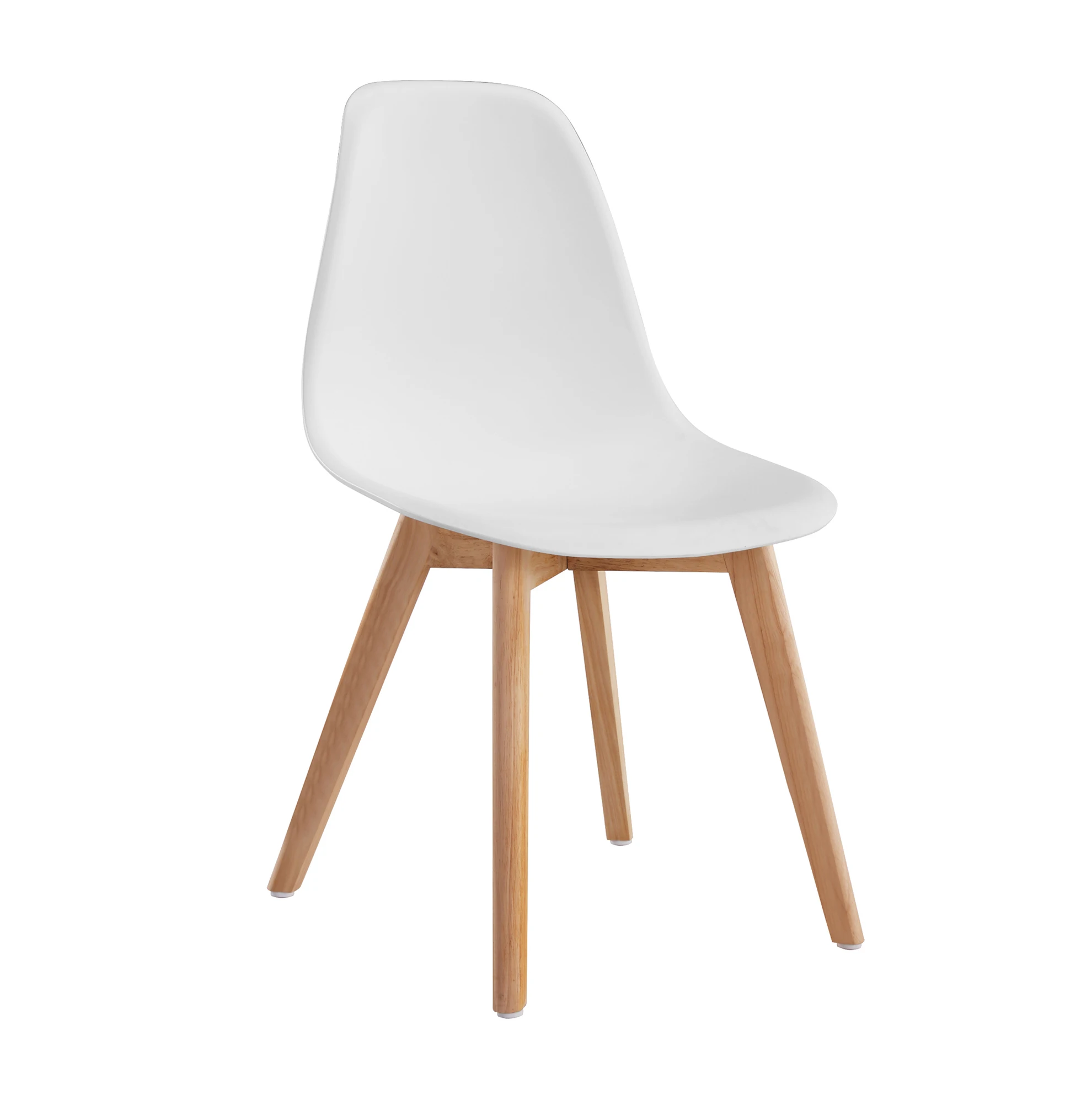 Simple Modern Wood Legs White Plastic Nordic Restaurant Dining Chair