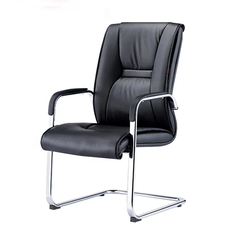 Modern Waiting Room Office Chair Executive Genuine Leather Armrest