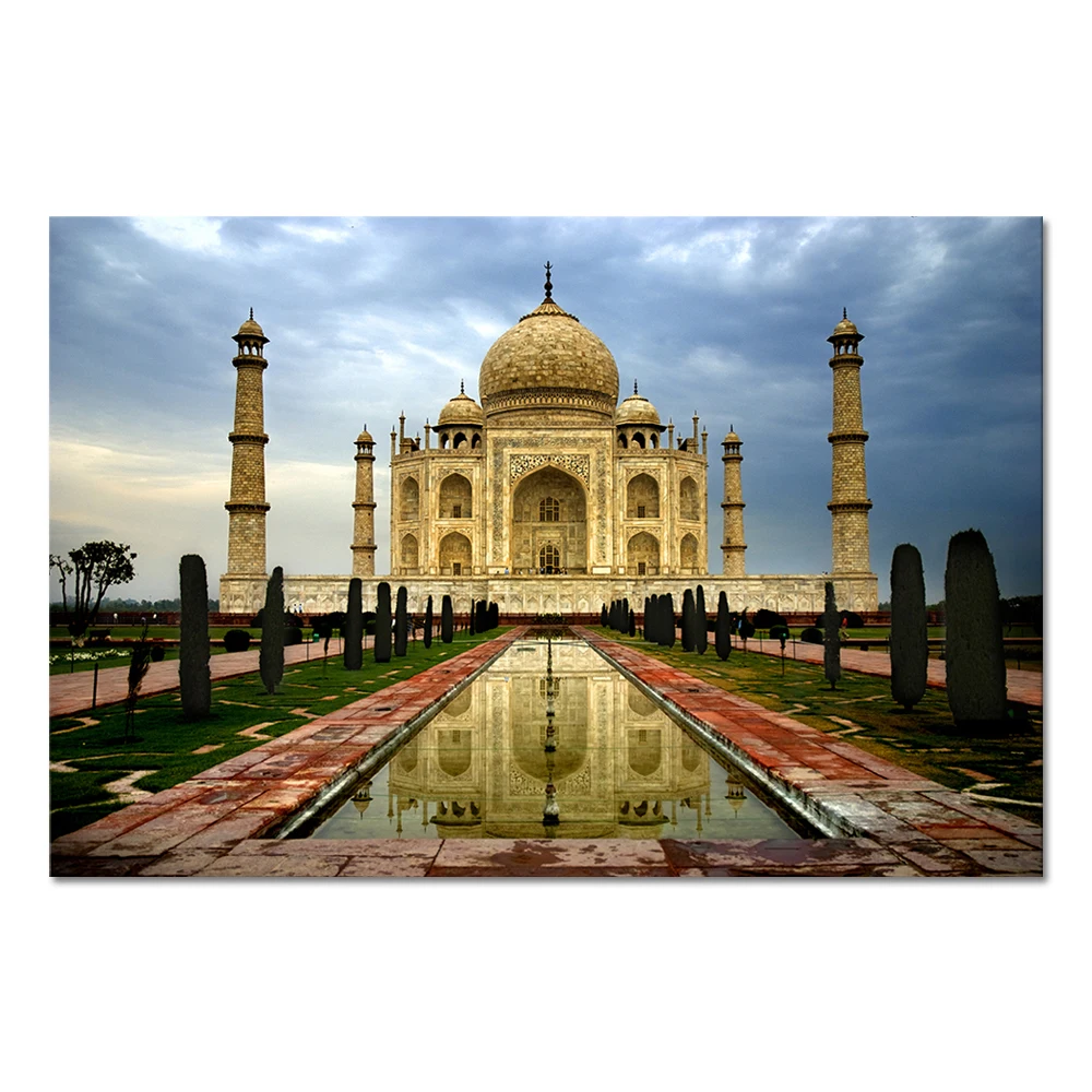 Grosir India Populer Pemandangan Taj Mahal Lukisan Cetak Item