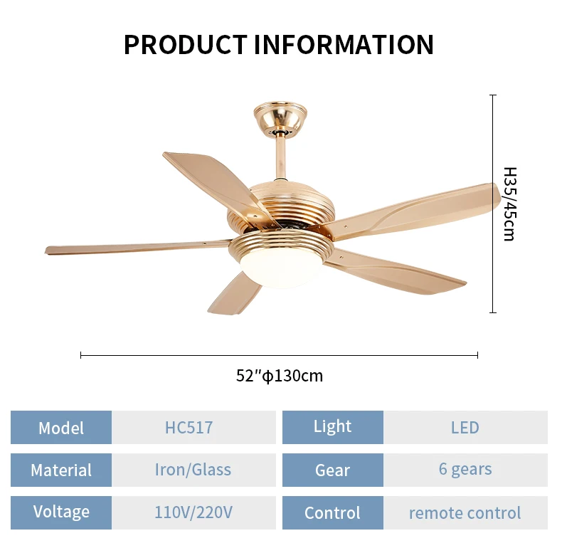 Hot Sale Outdoor Forward Reverse 5 Blades Ceiling Fan Lamps Led Hanging Fan Lights Remote Wall Control Iron 42 48 52inch supplier