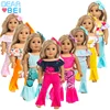 New Born Baby American Girl Doll Clothes One-Shoulder Bell-Bottom Outfit 18 Inch Doll Clothes Set