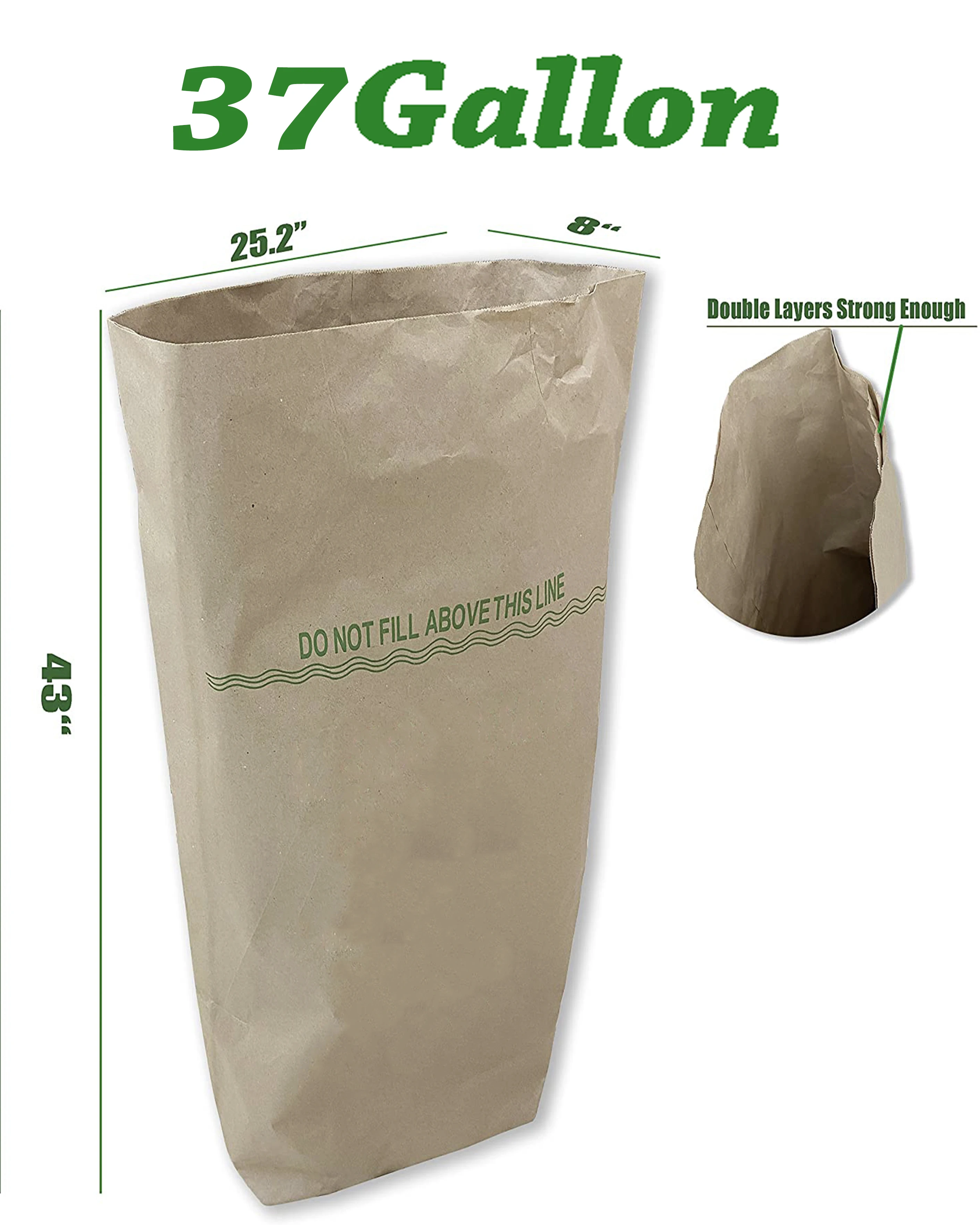 Custom Heavy Duty Brown 40 Gallon Kraft Paper Refuse Bag Yard Waste Paper  Bag - China Paper Bag, Kraft Paper Bag