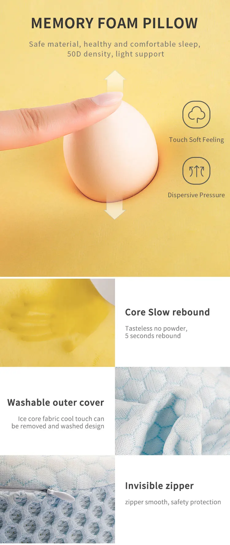 Sgs New Patented Memory Foam Bedding Pillow Orthopedic Medical Sleeping